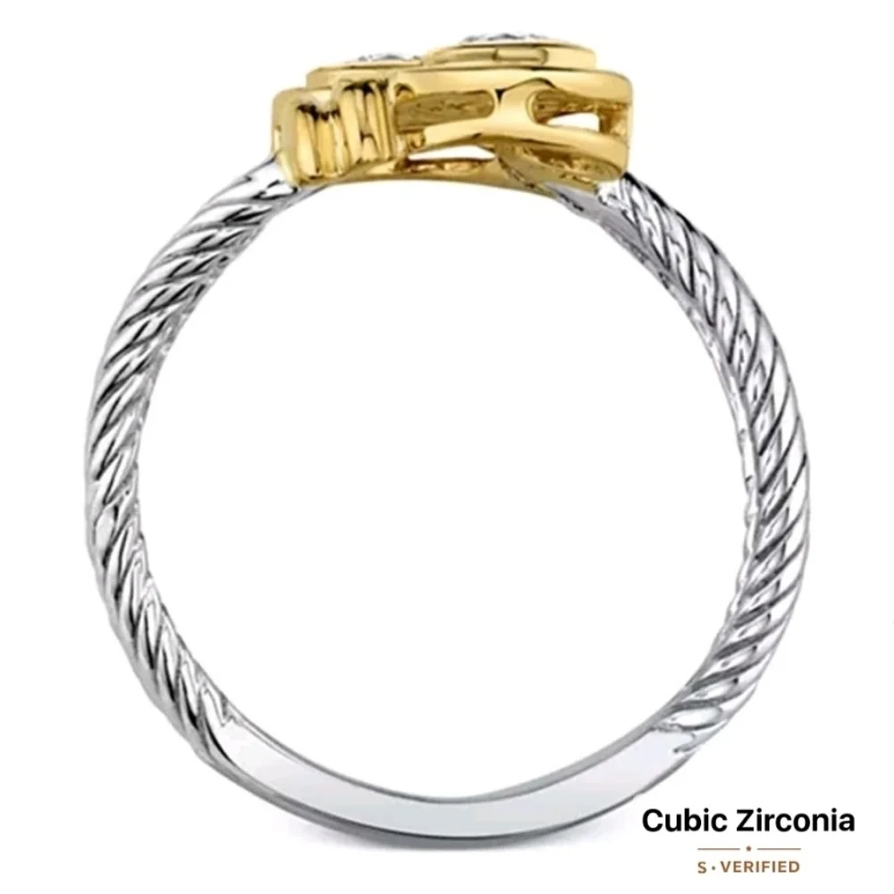 🌟NWOT Two Toned Gold & Silver Cable Designer Inspired Ring Size 7🌟